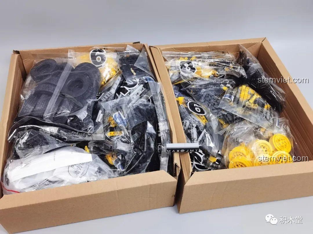 Các túi linh kiện được phân loại theo bước lắp ráp của bộ đồ chơi Xe Trộn Bê Tông Tycole T4005, dễ dàng tìm kiếm.