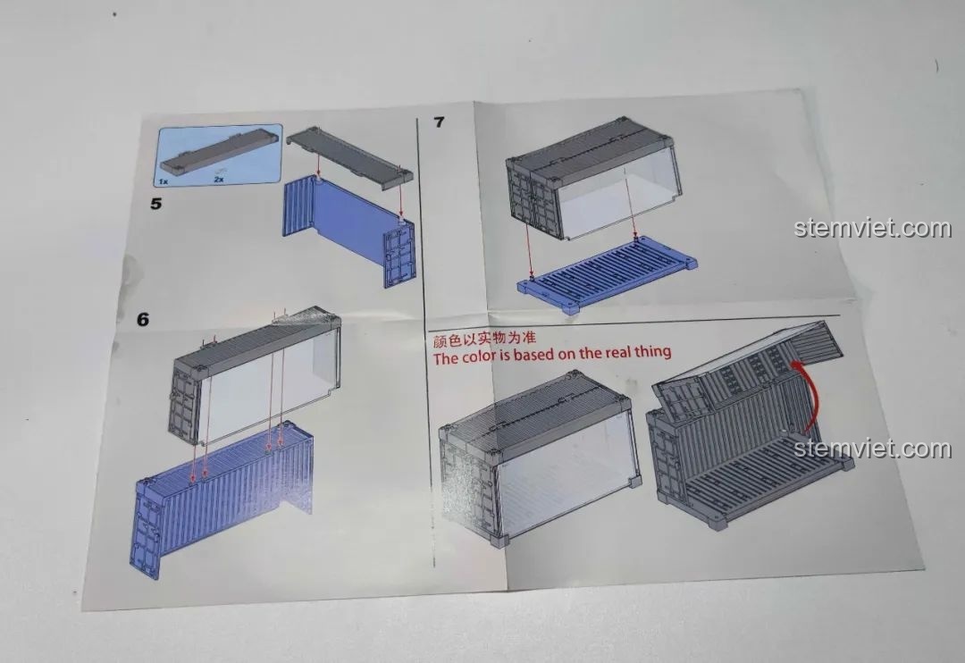 Ảnh 16 của bộ lắp ráp Pinbo PB8803 Mô Hình Lắp Ráp, các bước hoàn thiện container.