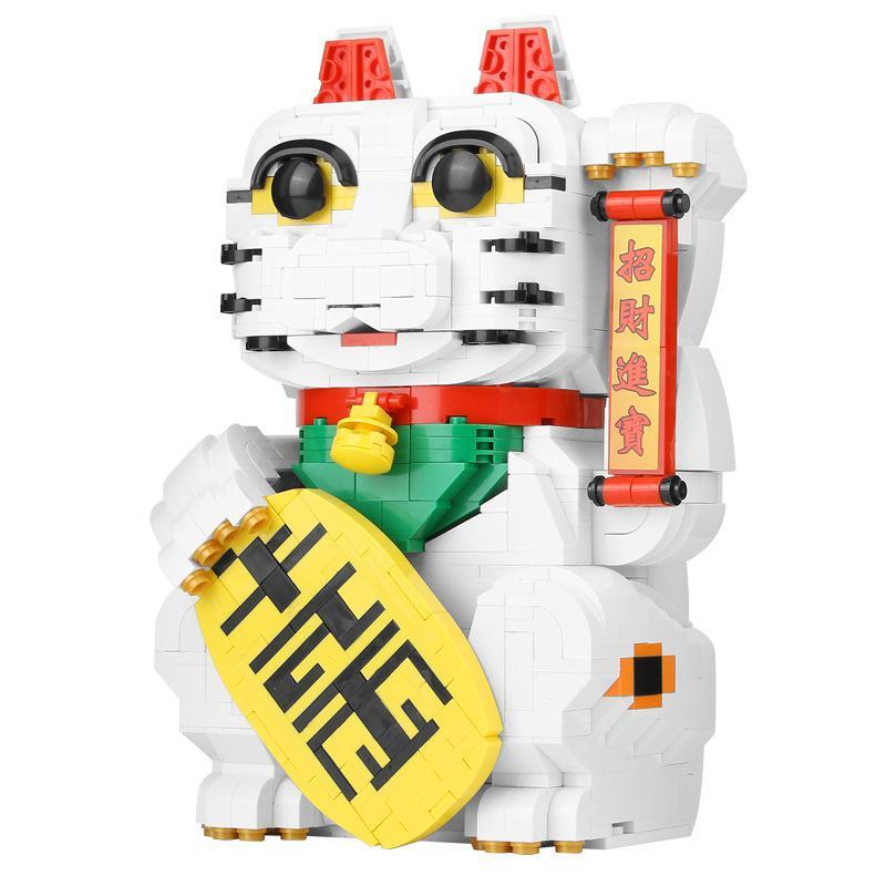 Bộ lắp ghép Mèo Thần Tài PINGAO 10002, mô hình Maneki-neko may mắn với 864 mảnh, món quà ý nghĩa cho bé từ 6 tuổi, giá rẻ.