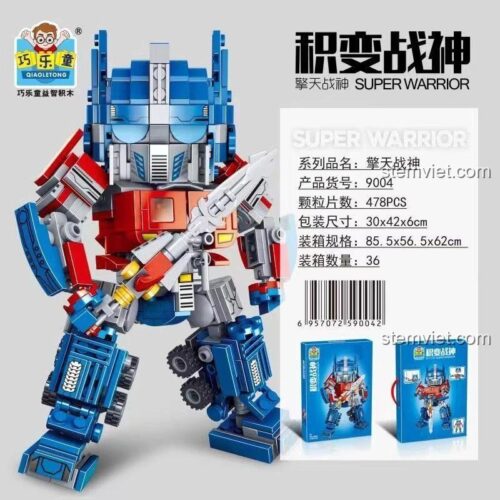 Thông tin chi tiết bộ xếp hình QIAOLETONG 9004 Super Warrior Optimus Prime, gồm 478 mảnh ghép.