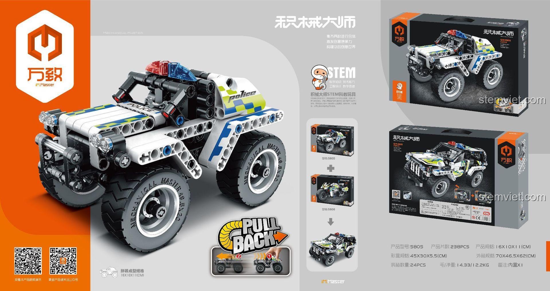 Thông số kỹ thuật đồ chơi lắp ghép QIHUI 5805 Xe Jeep Cảnh Sát.