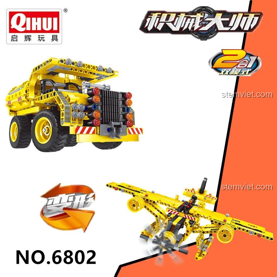 Hộp đồ chơi lắp ghép 6802 Xe Tải Mỏ và Thủy Phi Cơ, quà tặng cho bé trai