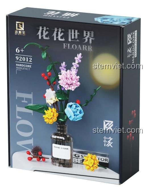 Hộp đồ chơi lắp ghép Qizhile 92012 Thế Giới Hoa, bộ xếp hình hoa trang trí cho bé gái 6 tuổi, chất lượng đảm bảo