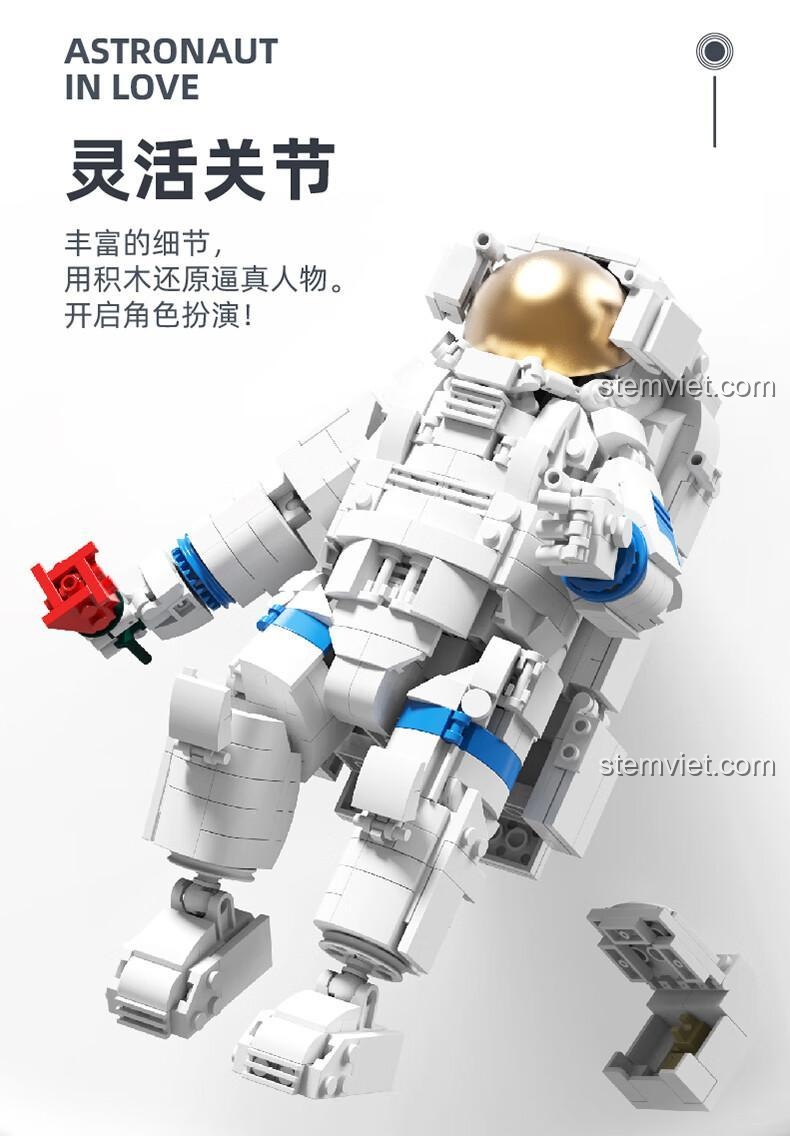Qizhile E01001 Mô hình Phi hành gia với khớp nối linh hoạt, chi tiết phong phú, giúp bé nhập vai và phát triển trí tưởng tượng, đồ chơi giáo dục cho bé 6 tuổi.