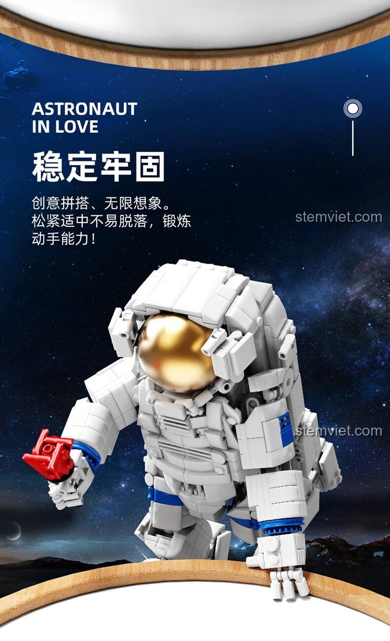 Đồ chơi xây dựng Phi hành gia Cầu hôn Qizhile, lắp ráp sáng tạo, ổn định và chắc chắn, rèn luyện khả năng thực hành cho bé 6 tuổi, chất lượng đảm bảo.