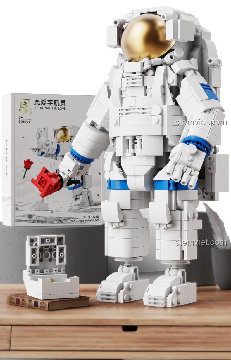 Qizhile 01001 Người ngoài không gian cầu hôn, mô hình phi hành gia 787 mảnh, chất lượng cao, giá tốt, món quà độc đáo cho bé 6 tuổi trở lên.