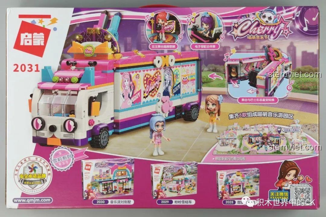Đồ chơi lắp ráp QMAN 2031 Xe Buýt Sân Khấu Biến Hình Độc Đáo, bộ xếp hình nhạc hội sôi động với nhiều tính năng cho bé gái.
