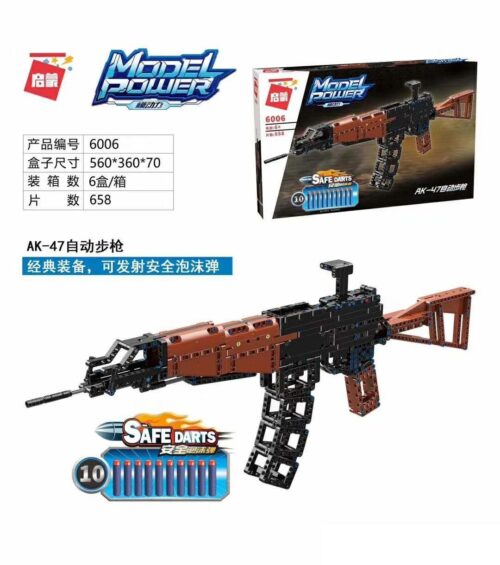 Bộ lắp ráp súng trường AK-47 Qman 6006, đồ chơi mô hình bắn đạn xốp an toàn cho bé trai 6 tuổi, giá rẻ.
