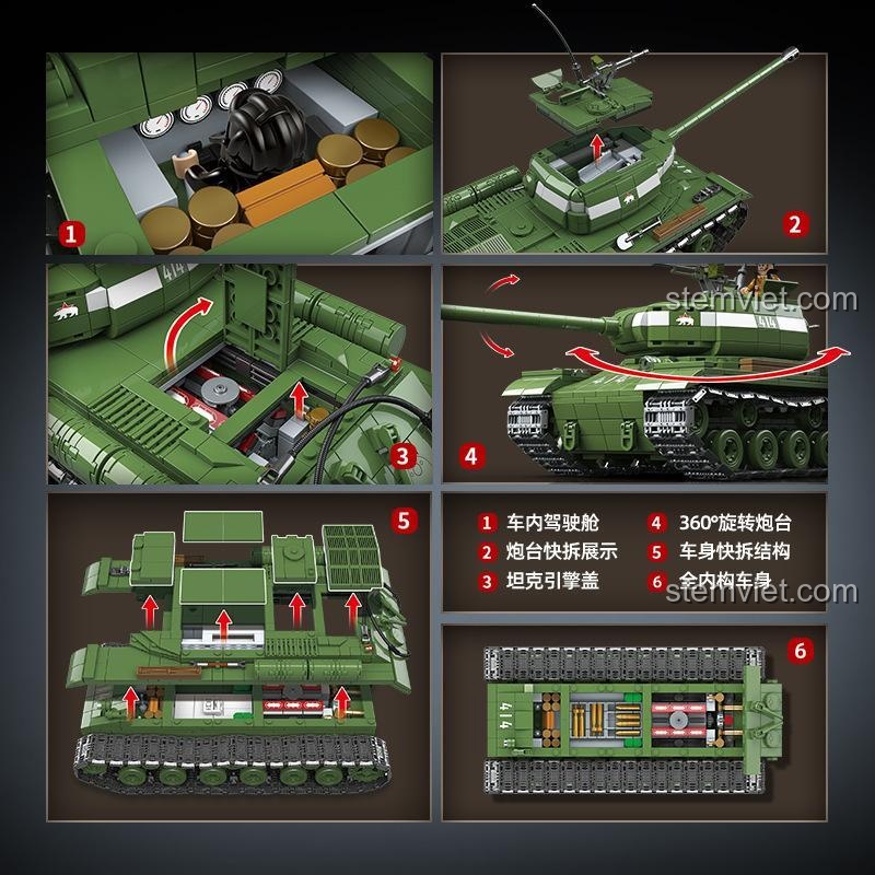 Mô hình xe tăng IS-2 100249 nhìn từ bên hông, nổi bật với hệ thống xích và bánh xe chi tiết.