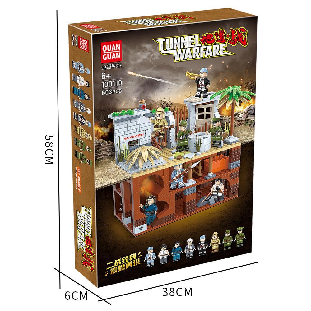 Hộp bộ đồ chơi Địa Đạo Chiến QUANGUAN 100110, mô hình quân sự cho bé trai 6 tuổi, giá tốt
