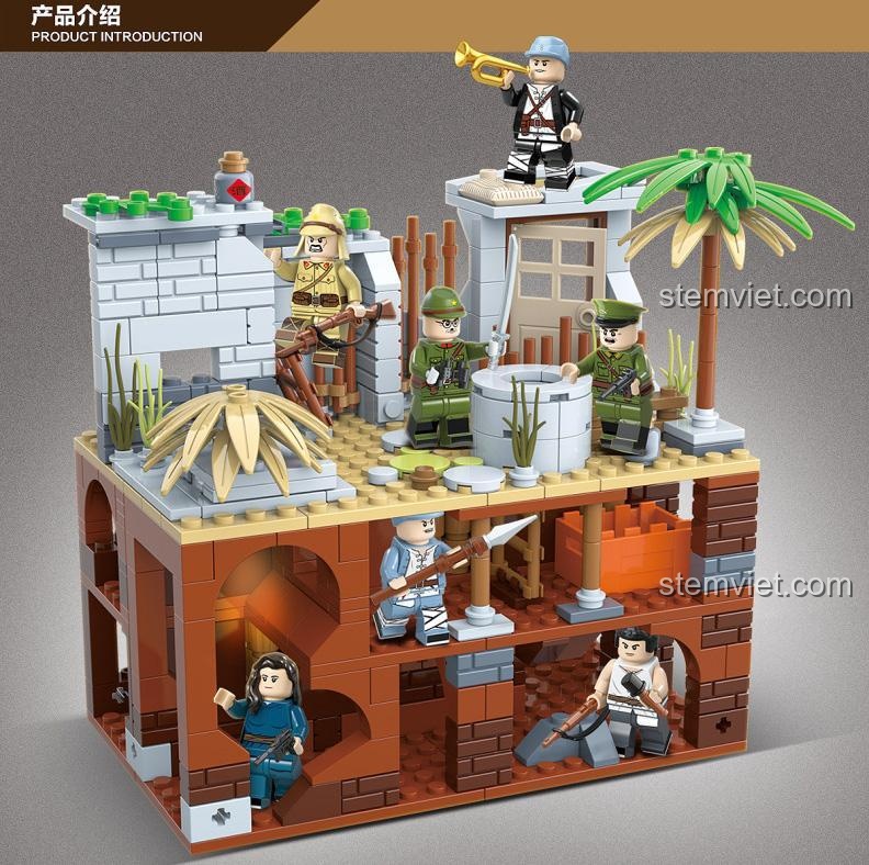 Cảnh Địa Đạo Chiến QUANGUAN 100110, bộ lắp ghép tái hiện lịch sử sống động, đồ chơi mô hình quân sự