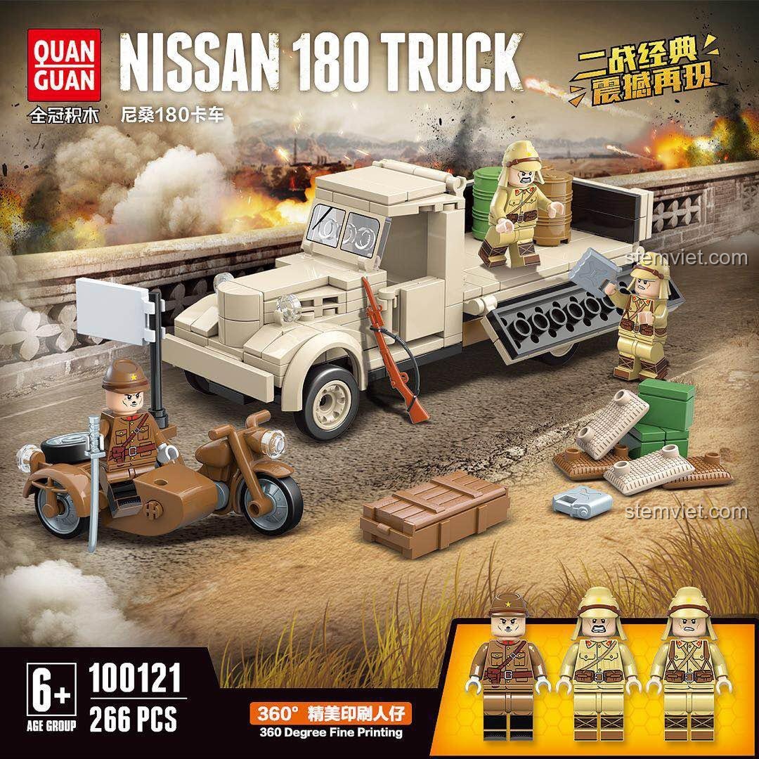 Đồ chơi mô hình Xe Tải Quân Sự QUANGUAN 100121 với 3 minifigures lính Nhật được in 360 độ tinh xảo, bộ lắp ghép quân đội giá tốt.