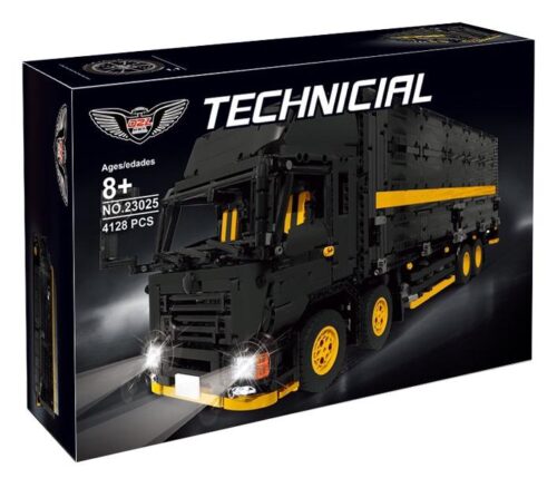 Hộp sản phẩm bộ lắp ráp xe tải thùng cánh dơi QZL 23025, đồ chơi cho bé trai 8 tuổi giá rẻ.