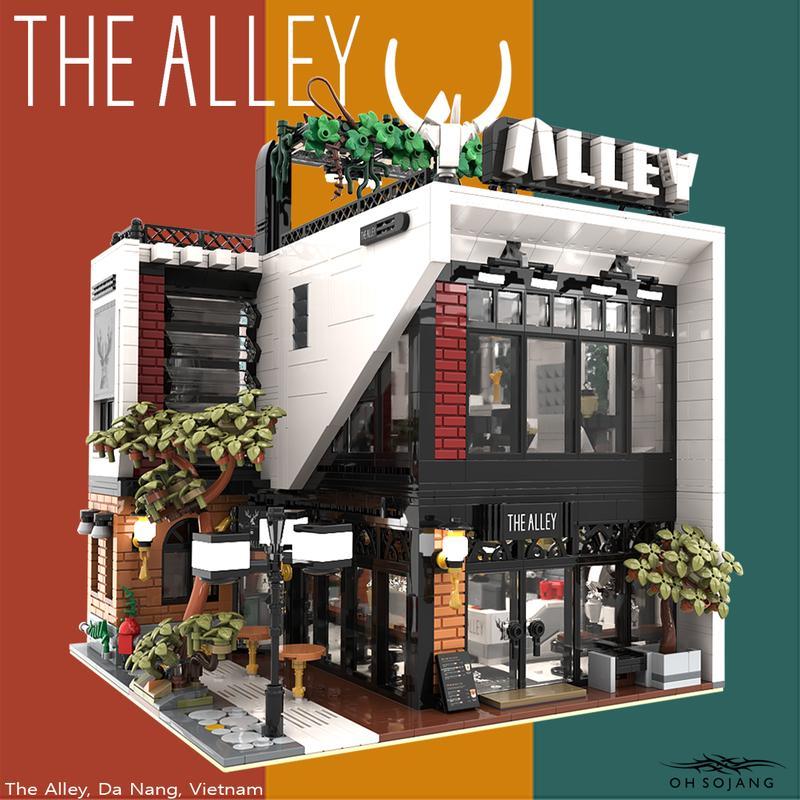 bộ lắp ghép Quán trà sữa The Alley Rebrickable MOC-123898, mô hình kiến trúc hiện đại cho người lớn 18 tuổi, giá tốt.