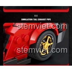 bộ lắp ráp Ferrari Daytona SP3 Rebrickable MOC-93918 chi tiết bánh sau và ống xả, đồ chơi xây dựng siêu xe cho bé trai 14 tuổi, chất lượng cao