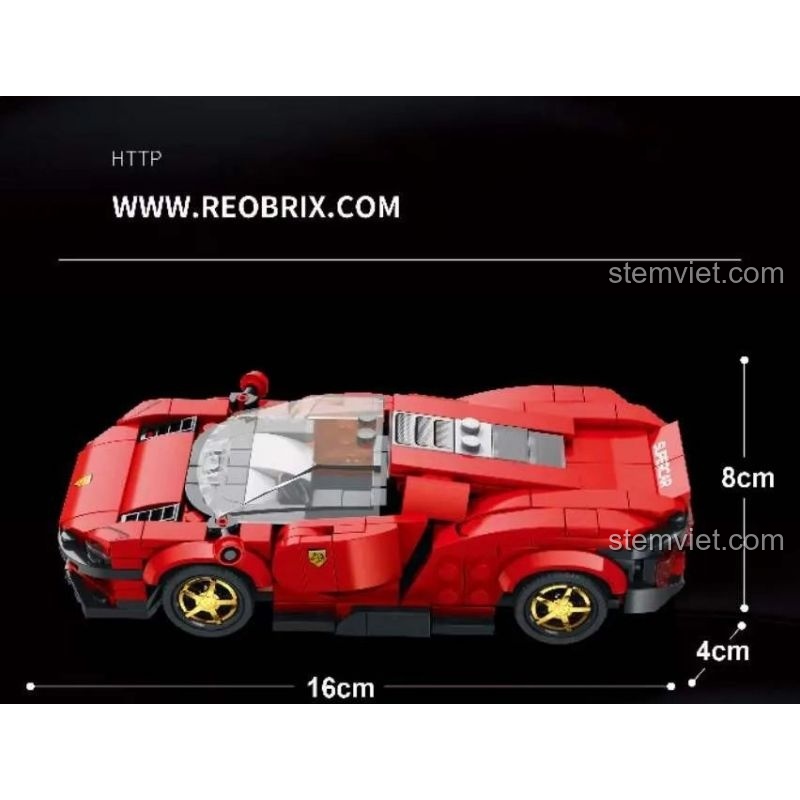 đồ chơi mô hình Ferrari Daytona SP3 Rebrickable MOC-93918 kích thước 16x4x8cm, bộ lắp ghép siêu xe cho bé trai 14 tuổi, giá tiết kiệm