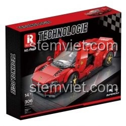 hộp sản phẩm bộ đồ chơi Rebrickable MOC-93918 Ferrari Daytona SP3, đồ chơi lắp ghép siêu xe cho bé trai 14 tuổi, giá hời