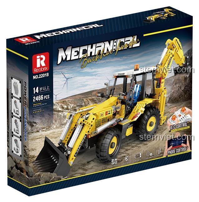 Hộp đồ chơi lắp ghép Máy xúc lật 22018 của Reobrix, món quà tuyệt vời cho bé trai.