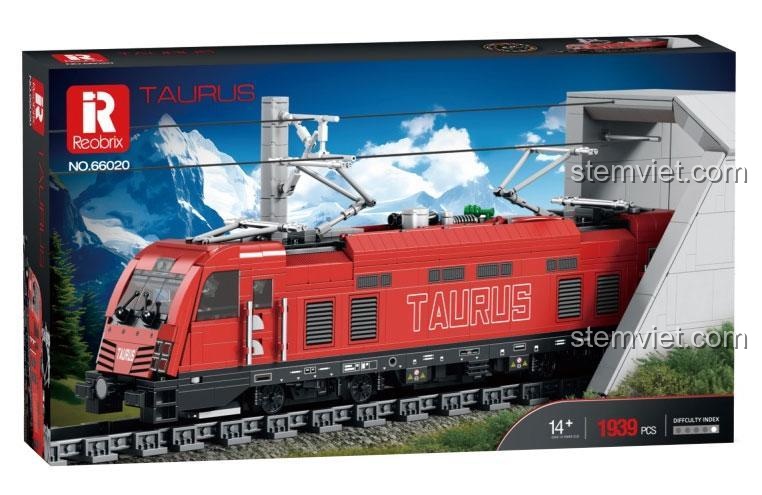 Hộp sản phẩm Reobrix 66020 Tàu hỏa điện Taurus châu Âu, bộ lắp ráp 1939 chi tiết, đồ chơi mô hình cho con trai 14 tuổi, giá tiết kiệm.