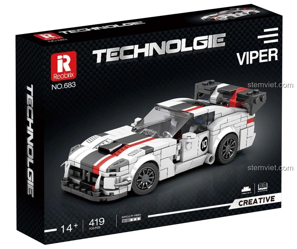 Hộp đồ chơi mô hình Reobrix 683 Siêu xe Dodge Viper, món quà sinh nhật ý nghĩa cho con trai.