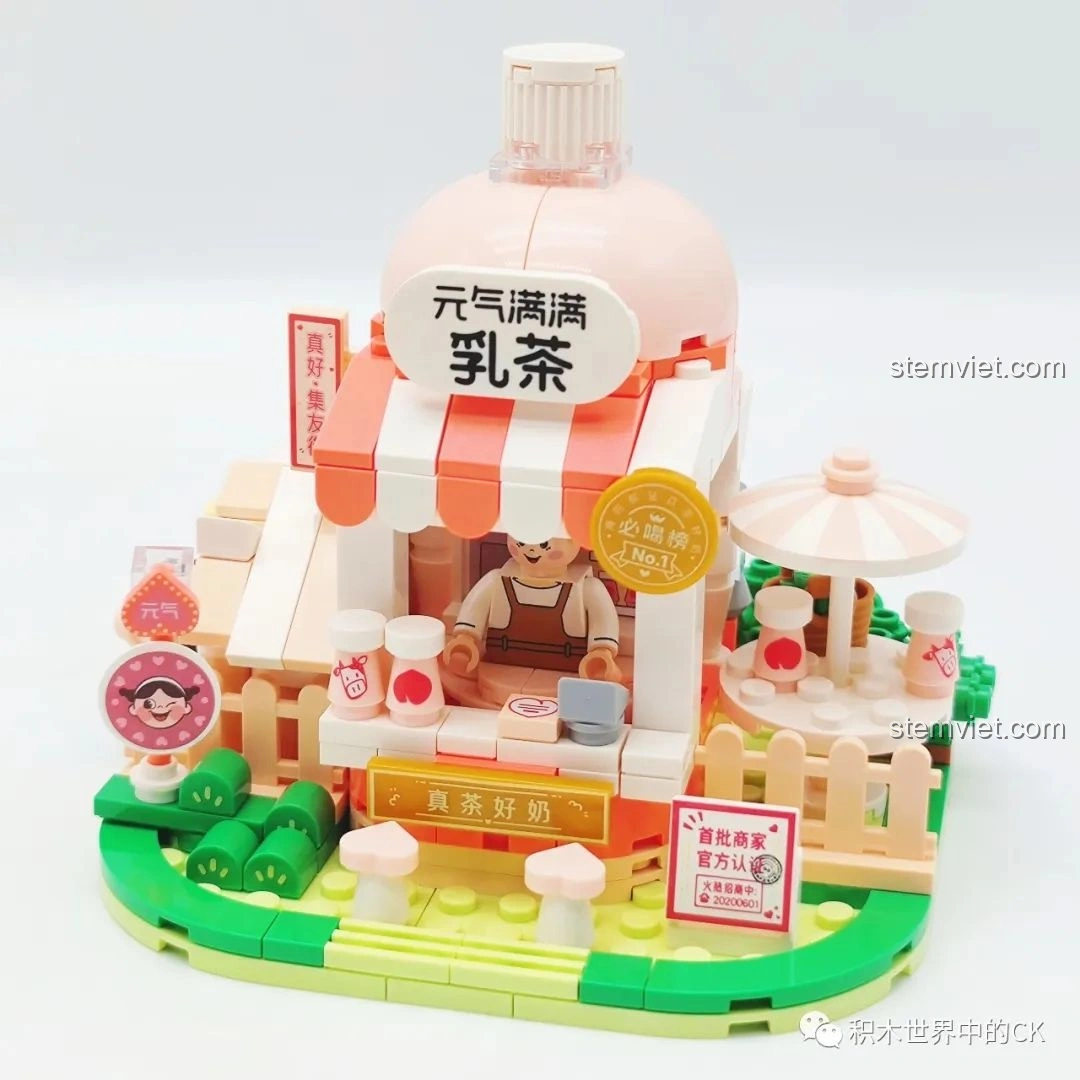 Minifigure KIKI màu trắng với nơ hồng, một trong hai nhân vật của bộ đồ chơi Wekki 506050.