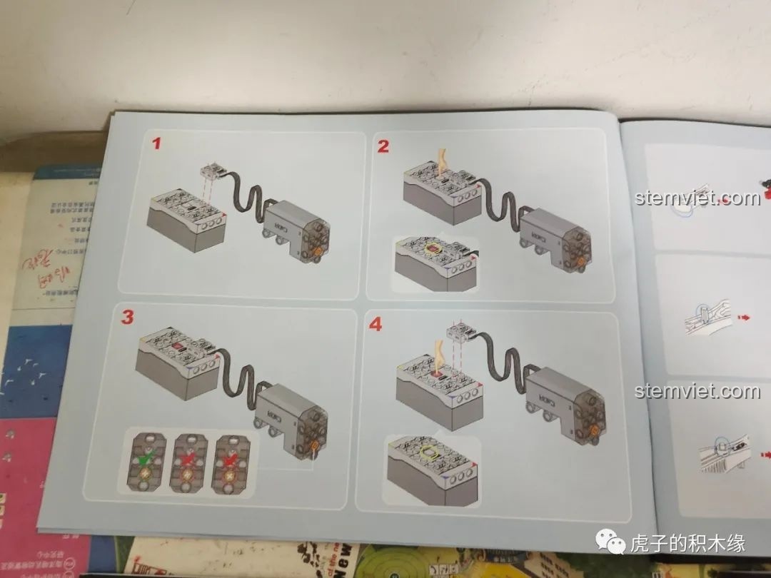 Hướng dẫn kết nối động cơ và pin trong sách hướng dẫn CaDA C61042 Ferrari 488.