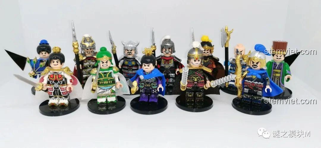 Tổng thể bộ sưu tập Minifigure Tam Quốc 6 Kiểu Nhân Vật DECOOL 20325, các nhân vật anh hùng.