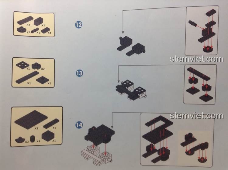 Trang hướng dẫn lắp ráp bộ đồ chơi Robot Chiến Đấu Liên Hành Tinh GUDI 8617, các bước rõ ràng, dễ hiểu.