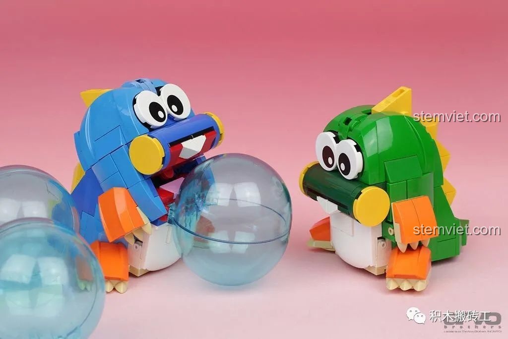 Lời giới thiệu của tác giả về bộ lắp ráp nhân vật game Bubble Bobble, thể hiện tâm huyết với sản phẩm.