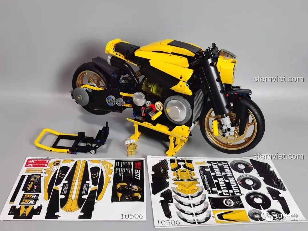 Mô hình K Box 10506 Mô tô Cyberpunk 2077 Nazare hoàn chỉnh, góc nhìn ngang.