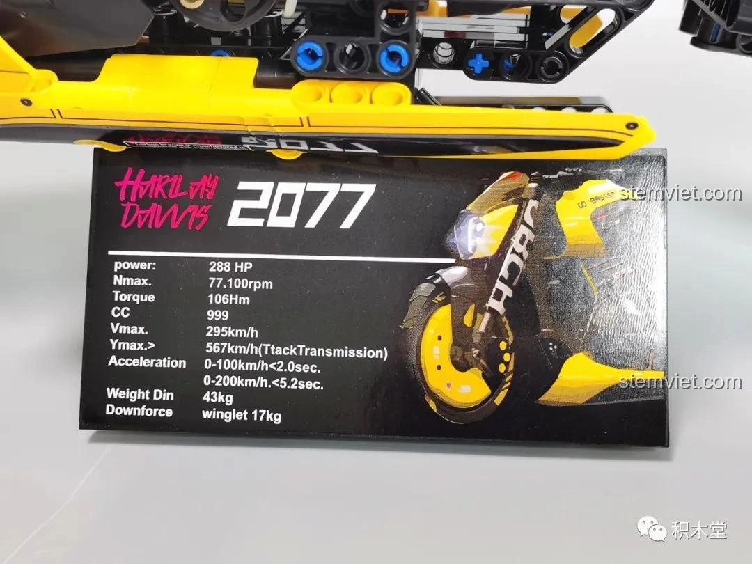 Chi tiết thông số kỹ thuật của mô tô Harilay Davvis 2077 trên đế trưng bày K Box 10506.