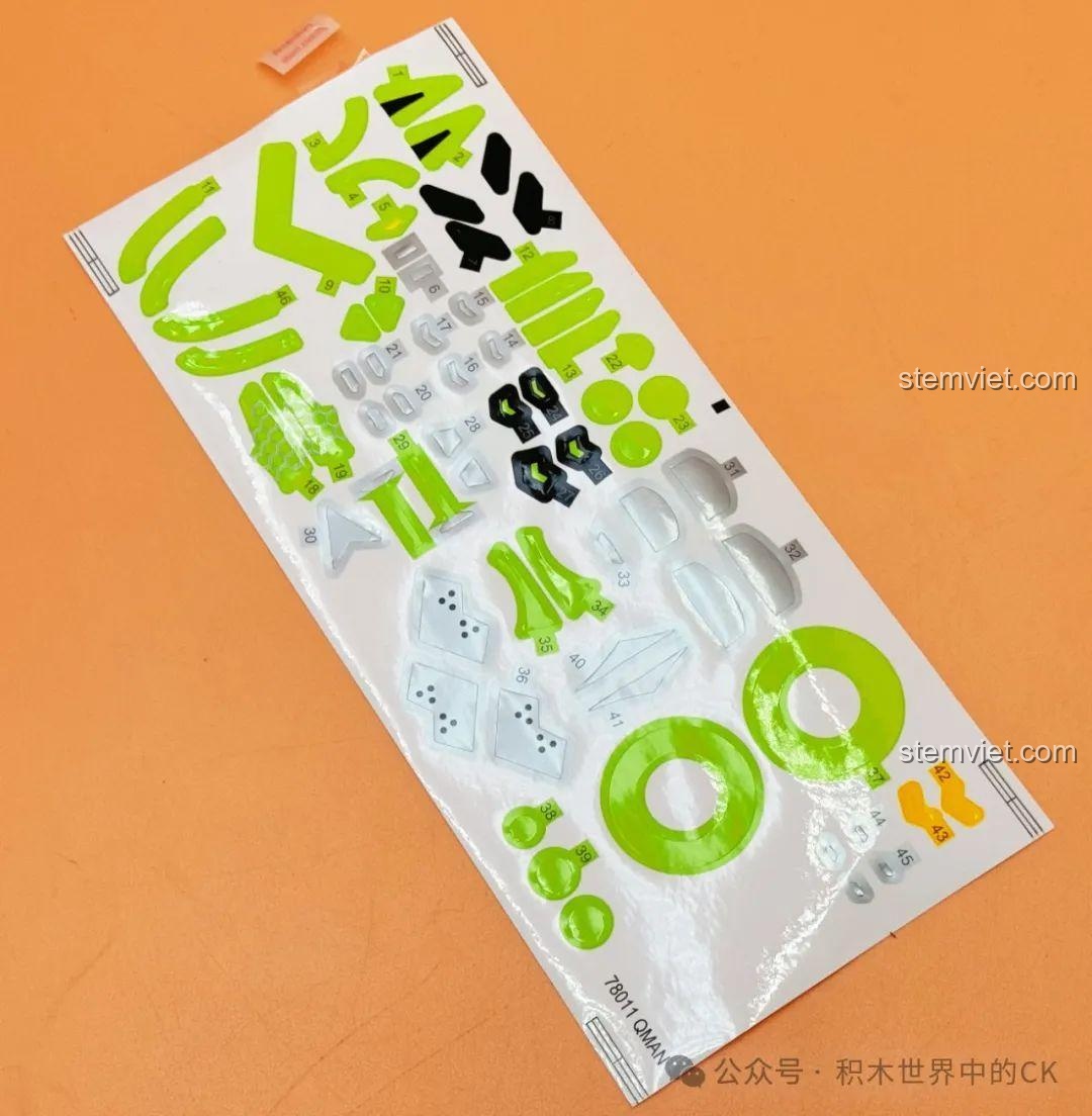 Tấm decal dán chi tiết cho bộ lắp ghép Keeppley 78011 Tôn Thượng Hương Mecha, tăng tính thẩm mỹ cho mô hình.