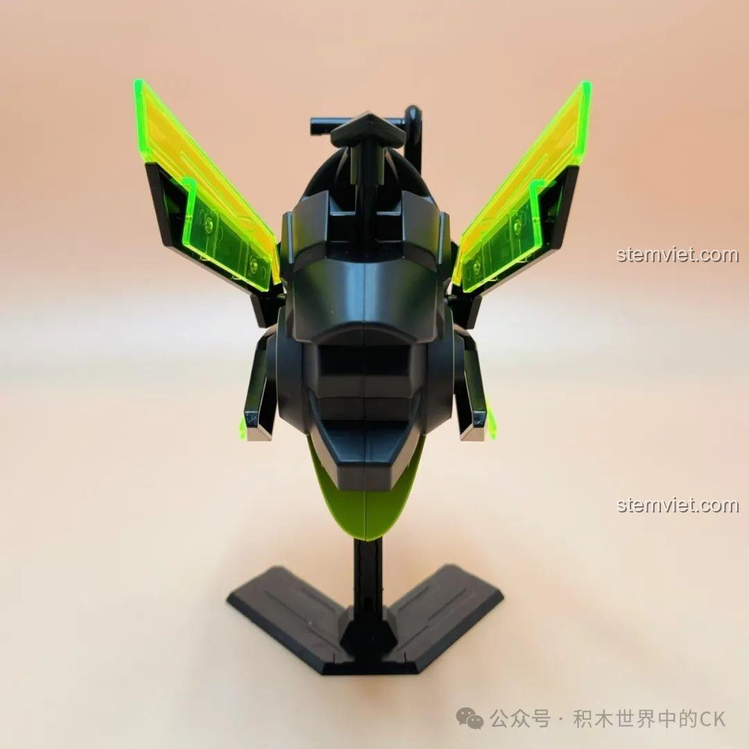 Pháo năng lượng của Tôn Thượng Hương Mecha Keeppley 78011 nhìn từ phía trước, nổi bật với ống ngắm màu xanh.