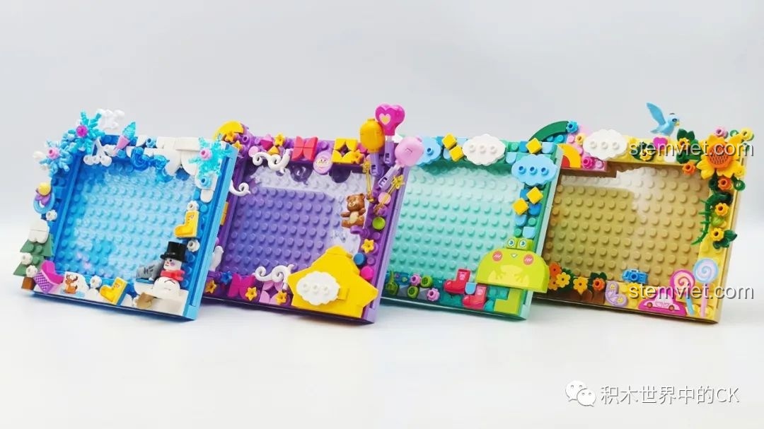 Bộ 4 khung ảnh lắp ráp Khung Ảnh Lắp Ráp Nghệ Thuật Sky Story 36011 chủ đề Mưa, Cầu Vồng, Sao Trăng, Tuyết Rơi đã hoàn thiện, trưng bày cùng nhau.