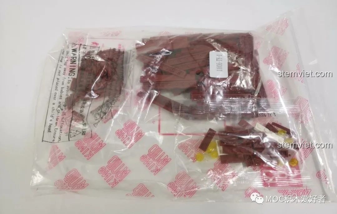 Túi mảnh ghép chung chứa các chi tiết nhỏ và phụ kiện của bộ đồ chơi Vòng Quay Khổng Lồ Mould King 11006.