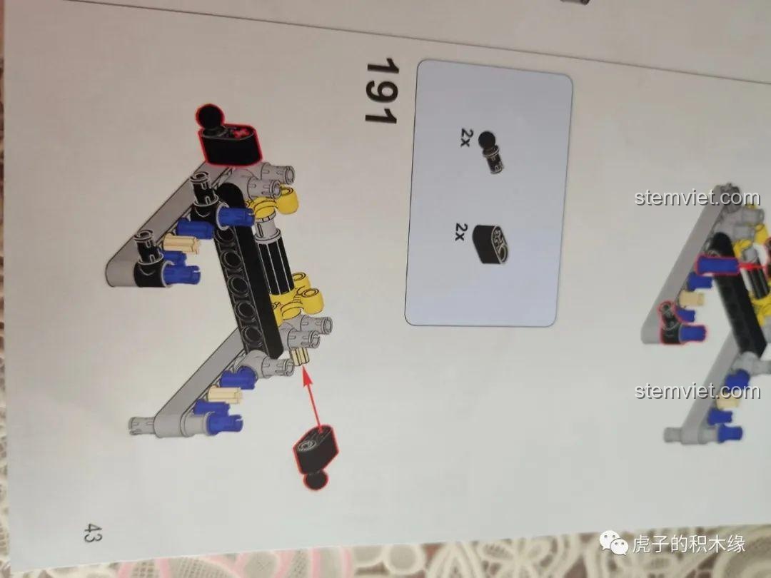 Trang hướng dẫn Mould King 13145 McLaren 720S với bước 191, lưu ý hướng của khớp cầu màu đen. Đồ chơi xây dựng McLaren 720S 145 giá rẻ.