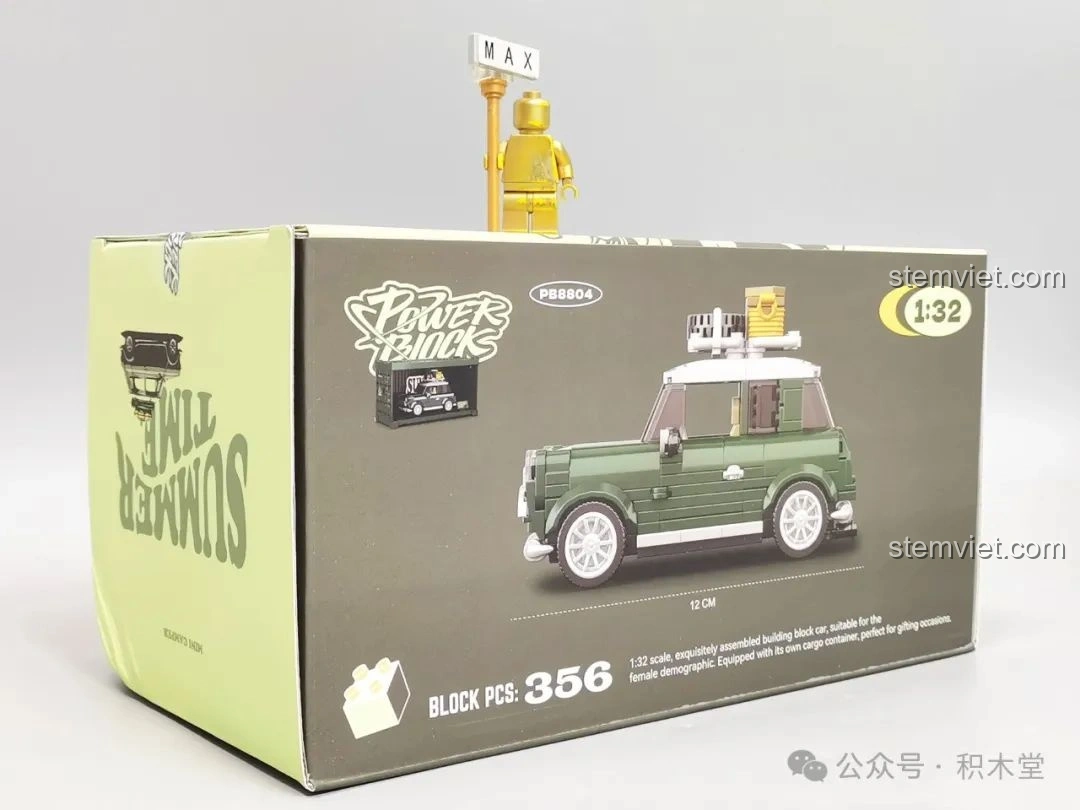 Thông tin chi tiết và số mảnh ghép 356 trên hộp bộ lắp ghép Xe MINI Camper PB8804.