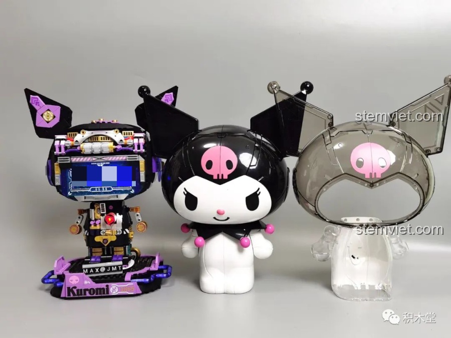 Mặt sau của mô hình Kuromi bán cơ khí TOP TOY TC1803 phiên bản màu đặc, đơn giản nhưng vẫn đặc trưng.