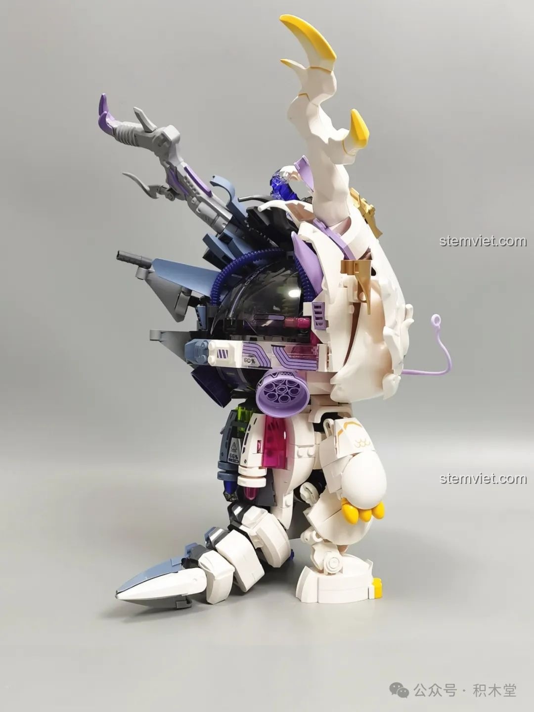 Cận cảnh phần cơ khí và đèn LED xanh của đầu Rồng Thời Không TC1814, review thiết kế độc đáo.