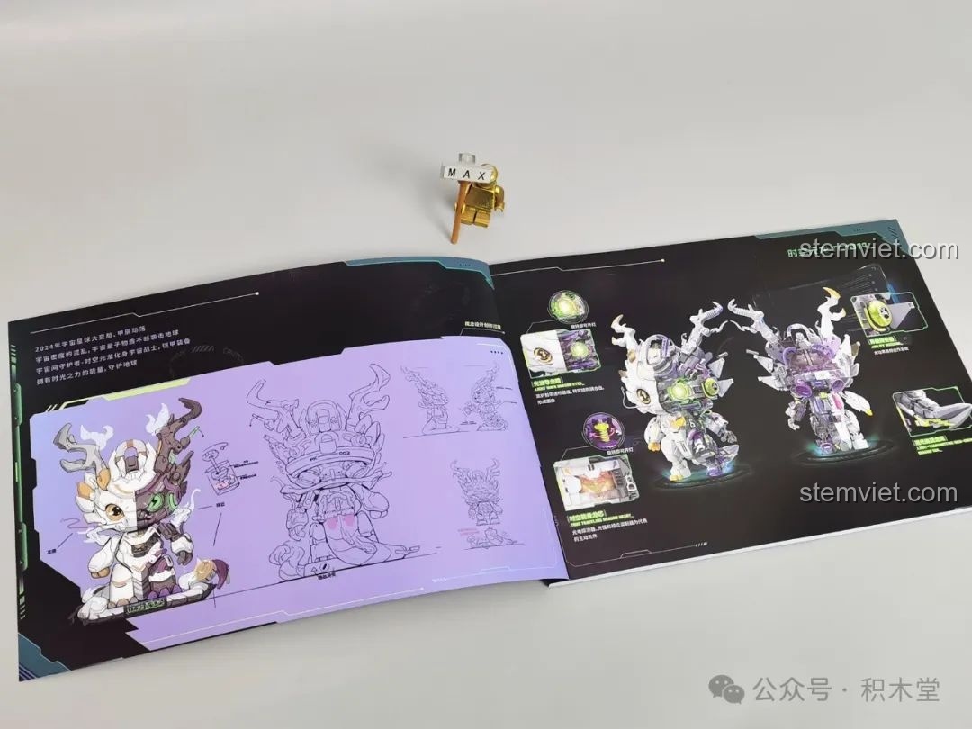 Trang giới thiệu và bản phác thảo trong sách hướng dẫn bộ lắp ráp TOP TOY TC1814 Rồng Thời Không.