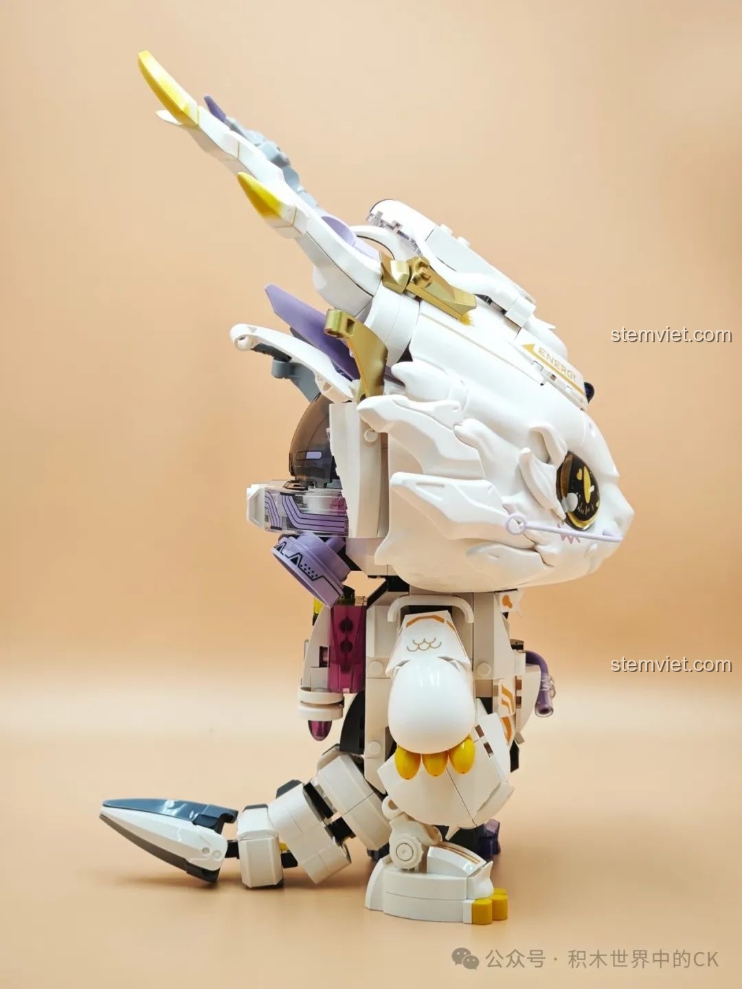 Mô hình Rồng Thời Không TC1814 hoàn chỉnh nhìn từ phía sau bên phải, thể hiện sự cân đối và chi tiết của thiết kế.