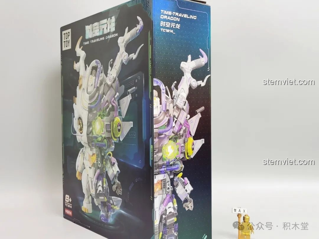 Góc nghiêng hộp bộ lắp ráp TOP TOY TC1814 Rồng Thời Không, review đồ chơi xếp hình.