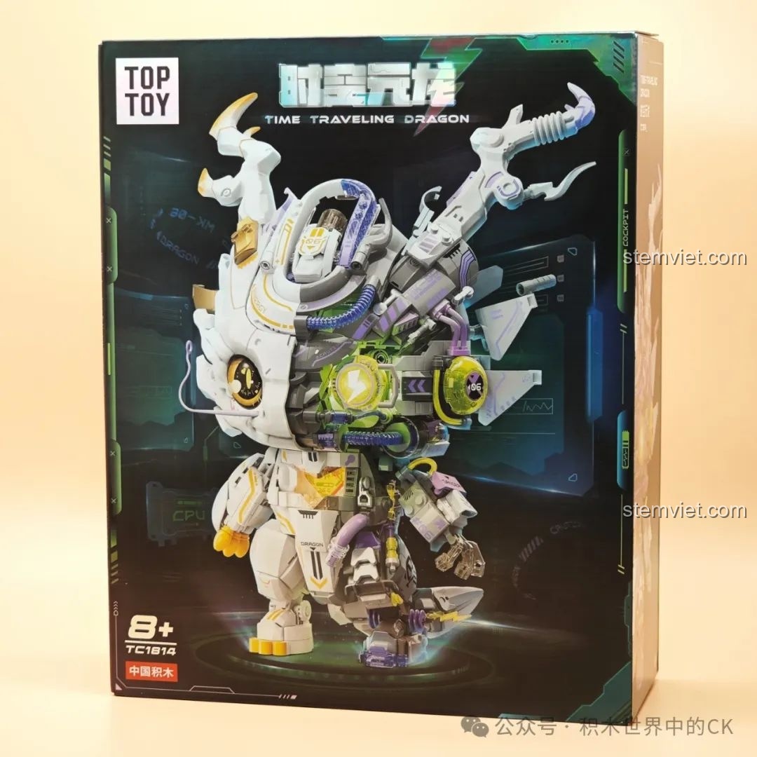 Hộp đồ chơi lắp ráp TOP TOY TC1814 Rồng Thời Không từ phía trước, chi tiết sắc nét, hình ảnh sản phẩm nổi bật.