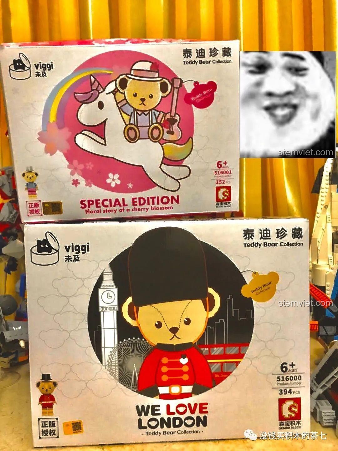 Hộp bộ lắp ráp Wekki 516000 Gấu Teddy Yêu London và 516001 Gấu Teddy Đi Xe Ngựa, review đồ chơi lắp ráp cho bé gái.