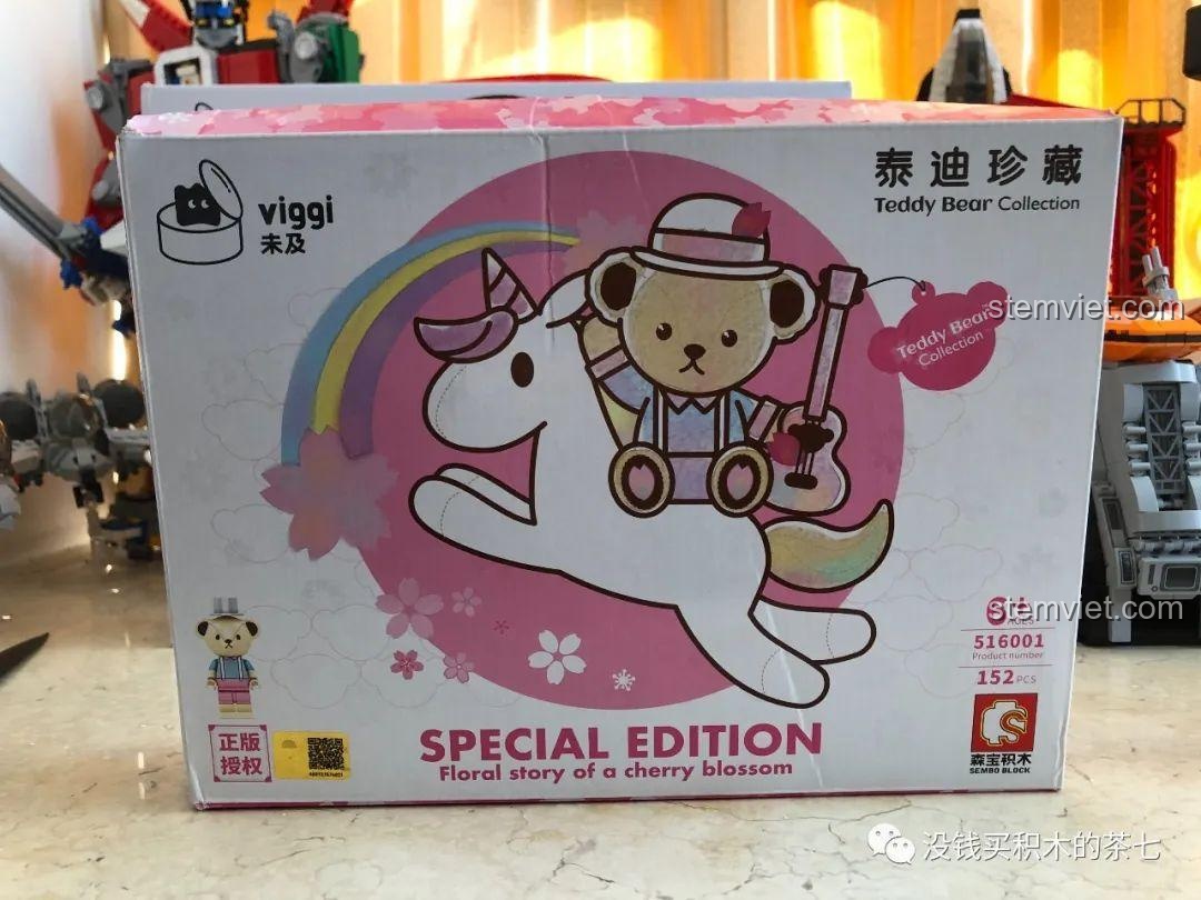 Mặt trước hộp bộ lắp ráp Wekki 516001 Gấu Teddy Đi Xe Ngựa, đồ chơi lắp ráp cho bé gái.