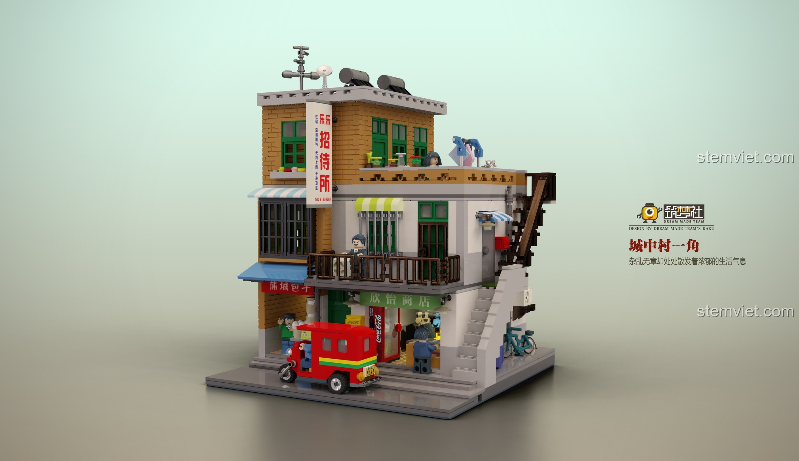 Toàn cảnh mô hình Khu Phố Cổ XINGBAO XB-01013 sau khi lắp ráp hoàn chỉnh, thể hiện một góc phố hoài niệm đầy chi tiết.