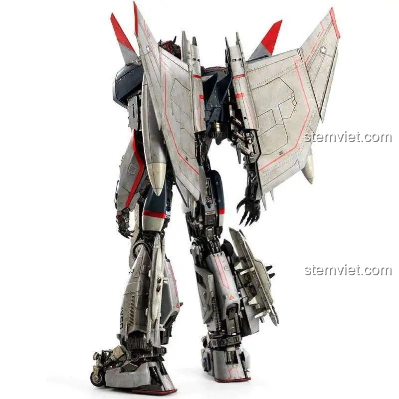 Mặt sau của mô hình Robot Biến Hình Blitzwing JIESTAR 58047, thể hiện chi tiết cánh máy bay và động cơ.