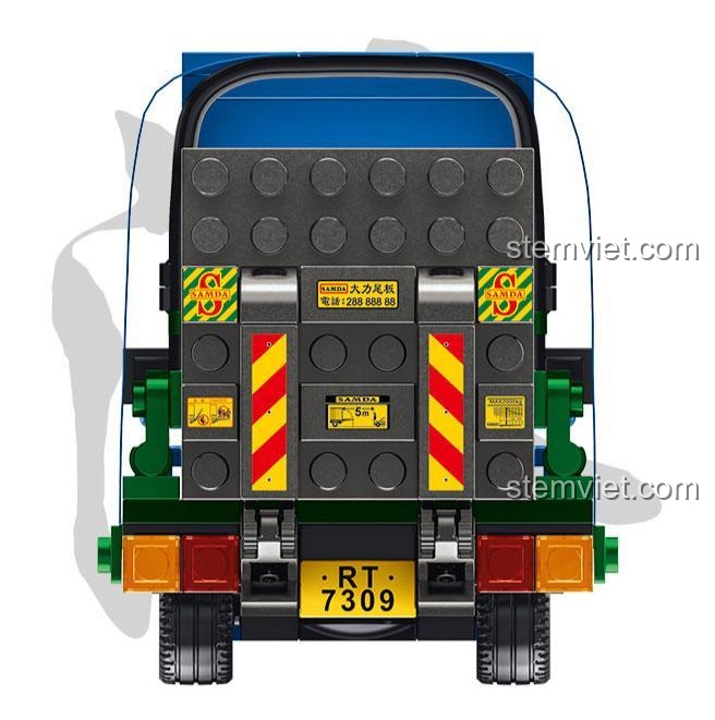 Mặt sau bộ lắp ghép Royal Toys RT62 Xe Tải Imada, đồ chơi mô hình xe tải 256 mảnh ghép, chi tiết đèn hậu và biển số.