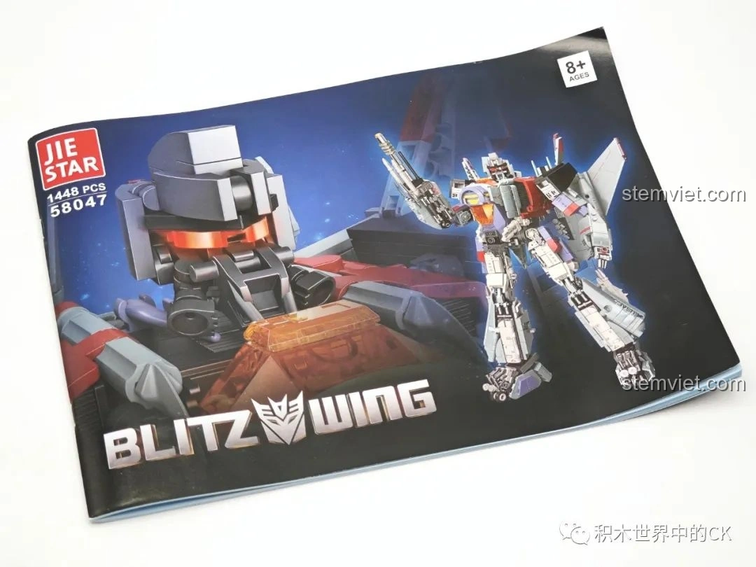 Sách hướng dẫn lắp ráp chi tiết của bộ đồ chơi JIESTAR 58047 Robot Biến Hình Blitzwing.
