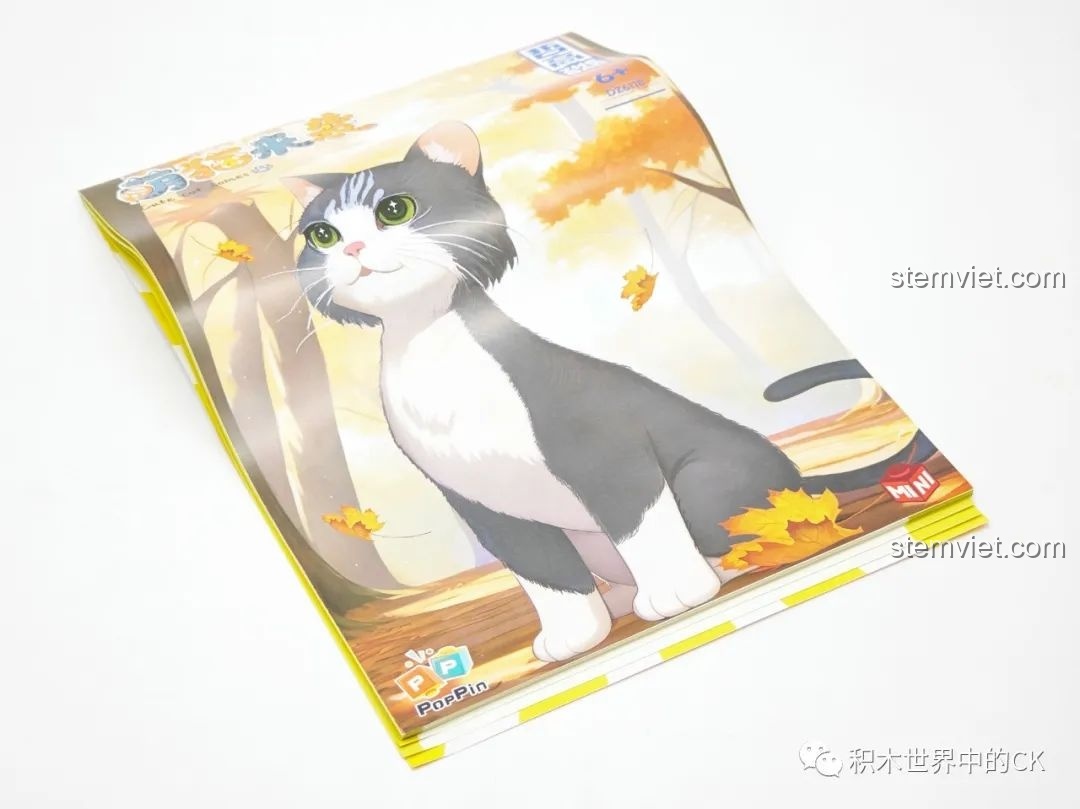 Sách hướng dẫn lắp ráp chi tiết cho bộ xếp hình Chú mèo xám đáng yêu DZ6118, hình bìa giống vỏ hộp.